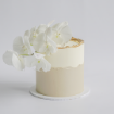 Picture of Buttercream Cake | Rough Edges Two Tone White & Beige With Orchids 